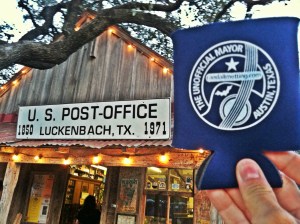 Unofficial Mayor of Austin Koozie at Luckenbach